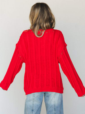Through it All Sweater - Red Orange S / Red Orange