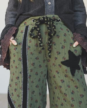 Star Child Pants - Moss Green Black L / Moss Green Black