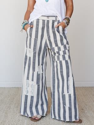 Fawnia Striped Wide Leg Pants: undefined