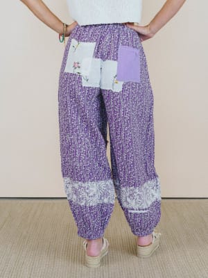 Jeanie Patchwork Pants - Lilac S / Lilac
