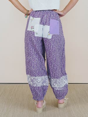 Jeanie Patchwork Pants - Lilac S / Lilac