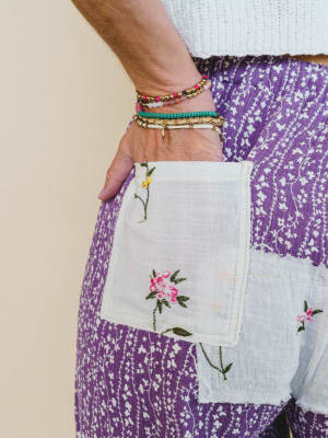 Jeanie Patchwork Pants - Lilac S / Lilac