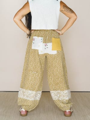 Jeanie Patchwork Pants - Mustard S / Mustard