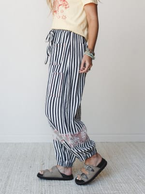 Calm Waves Pants - Navy Stripe L / Navy Stripe