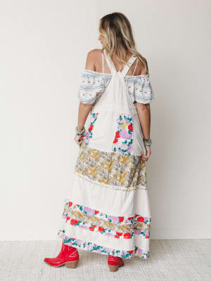 Sweetheart Charm Overalls Maxi Dress - Oatmilk S / Oatmilk