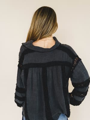 Hideout Button Up Top - Black S / Black
