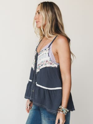 Boho Dreaming Top - Navy Charcoal S / Navy Charcoal