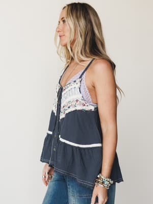 Boho Dreaming Top - Navy Charcoal S / Navy Charcoal
