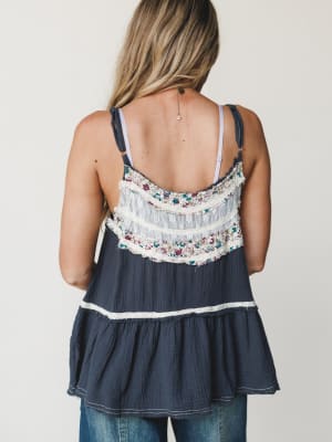 Boho Dreaming Top - Navy Charcoal S / Navy Charcoal