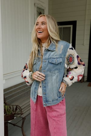 Diamond Blossom Denim Jacket: undefined