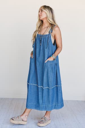 New Frontier Overalls Dress: undefined