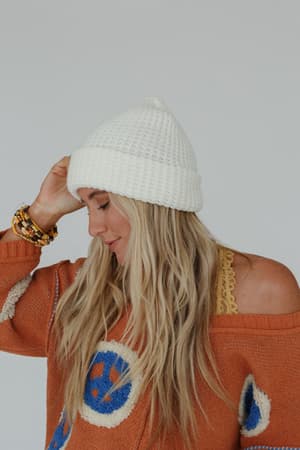 maybelle-waffle-beanie-ivory/Ivory