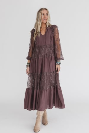 All Heart Lace Tiered Maxi Dress: undefined