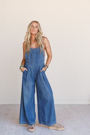 Wild Bay Pocketed Denim Jumpsuit: undefined
