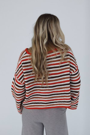 meadow-crochet-striped-top-brick-multi/Red