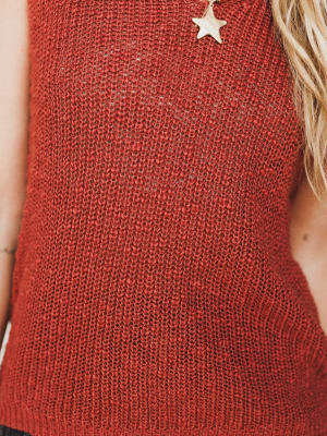 Jane Marie Sweater Top L / Rust