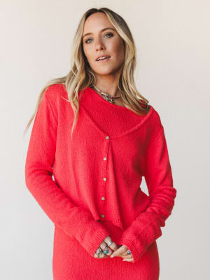 August Knitted Cardigan - Tomato Red S / Tomato Red