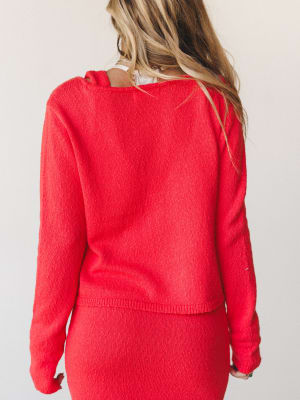 August Knitted Cardigan - Tomato Red S / Tomato Red
