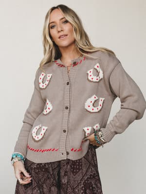 Horseshoe Tune Cardigan: Grey