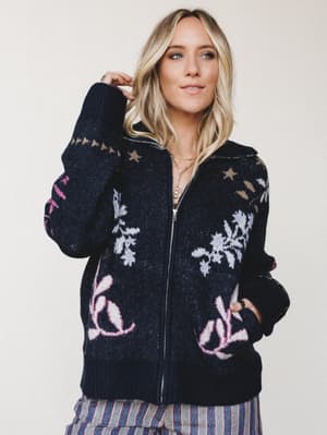 Autumn Florals Sweater: Navy