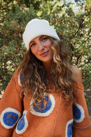maybelle-waffle-beanie-ivory/Ivory