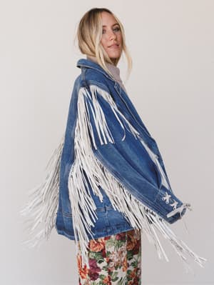 Statement Fringe Denim Jacket: undefined