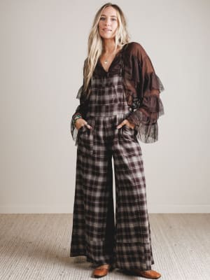 Favorite Flannel Wide Leg Overalls: undefined