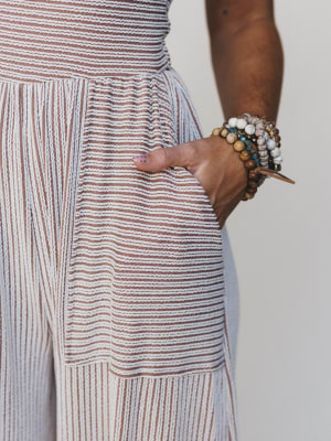 The Nest Alanis Textured Jumpsuit - Taupe M / Taupe