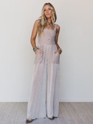 The Nest Alanis Textured Jumpsuit - Taupe M / Taupe