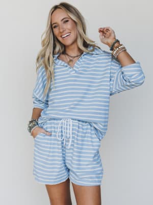 The Nest Jasmine Striped Short Set: undefined