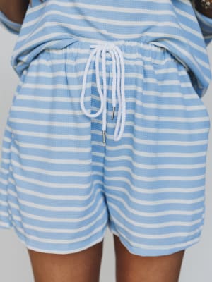 The Nest Jasmine Striped Short Set - Blue Fog M / Blue Fog