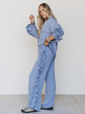 The Nest Cozy Ruffles Set - Denim M / Denim