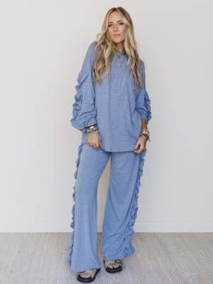The Nest Cozy Ruffles Set - Denim M / Denim