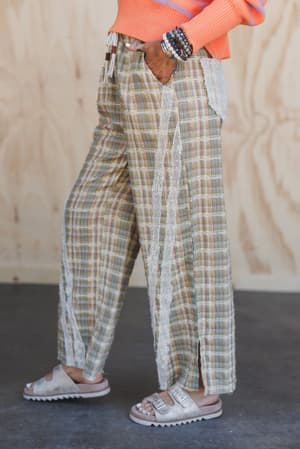 preppy-and-lace-wide-leg-pants-green/Green