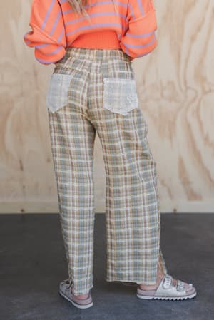 preppy-and-lace-wide-leg-pants-green/Green