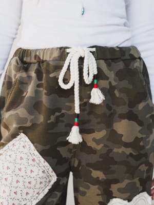 Nora Patchwork Camo Pants - Olive Camo L / Olive Camo
