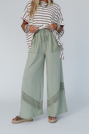 lyrical-wide-leg-pants-green/Green