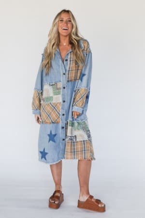 Monroe Patchwork Duster Jacket: undefined