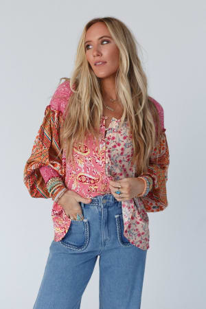 danielle-mixed-floral-printed-top-pink/Pink