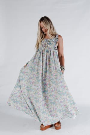 the-nest-bohemian-grace-maxi-dress-green-floral/Yellow