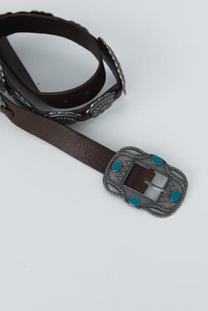 austin-turquoise-concho-belt-brown/Brown
