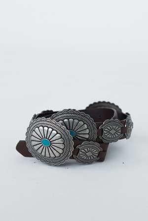 austin-turquoise-concho-belt-brown/Brown