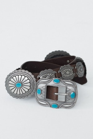 Austin Turquoise Concho Belt: undefined