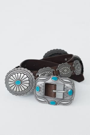 Austin Turquoise Concho Belt: undefined