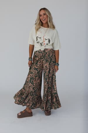 Paisley Dream Ruffled Pants: undefined