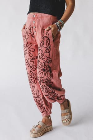 sweet-on-you-embroidered-pants-red/Red