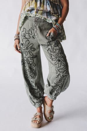 Sweet On You Embroidered Pants: undefined