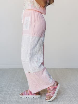 Patchwork Parade Woven Pants - Pale Pink S / Pale Pink