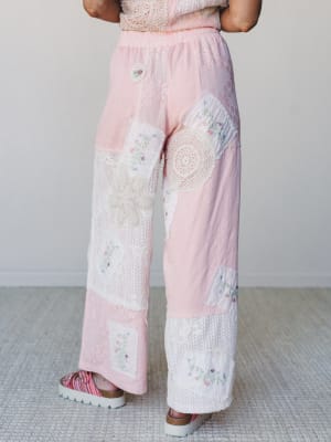 Patchwork Parade Woven Pants - Pale Pink S / Pale Pink