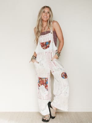 Art Notes Jumpsuit - Ruby Striped L / Ruby Striped